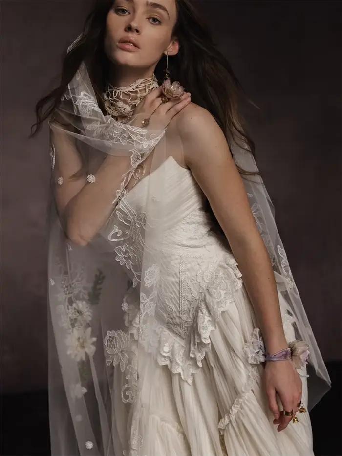 Robe de mariée plissée style corset vintage Tokyo, sans bretelles, en dentelle, pour mariage médiéval romantique, réception de mariage, robes de bal 2026