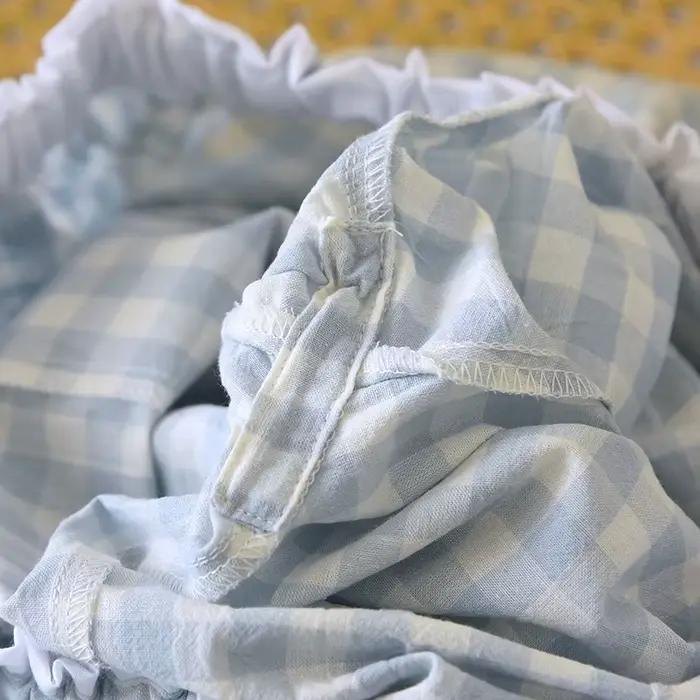 2026 nouveaux vêtements de nuit pour femmes 100% coton gaze dentelle pantalons à carreaux japonais minimaliste maison