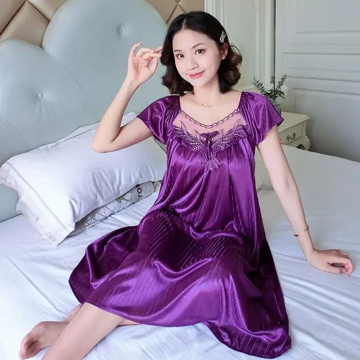 Dames glace soie chemises de nuit robe