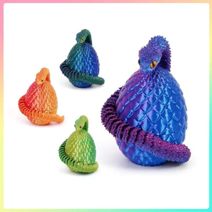 Figurine d'action imprimée en 3D, œuf de serpent, jouets créatifs anti-Stress, figurines d'anime à Rotation mobile, ornements de bureau, cadeau