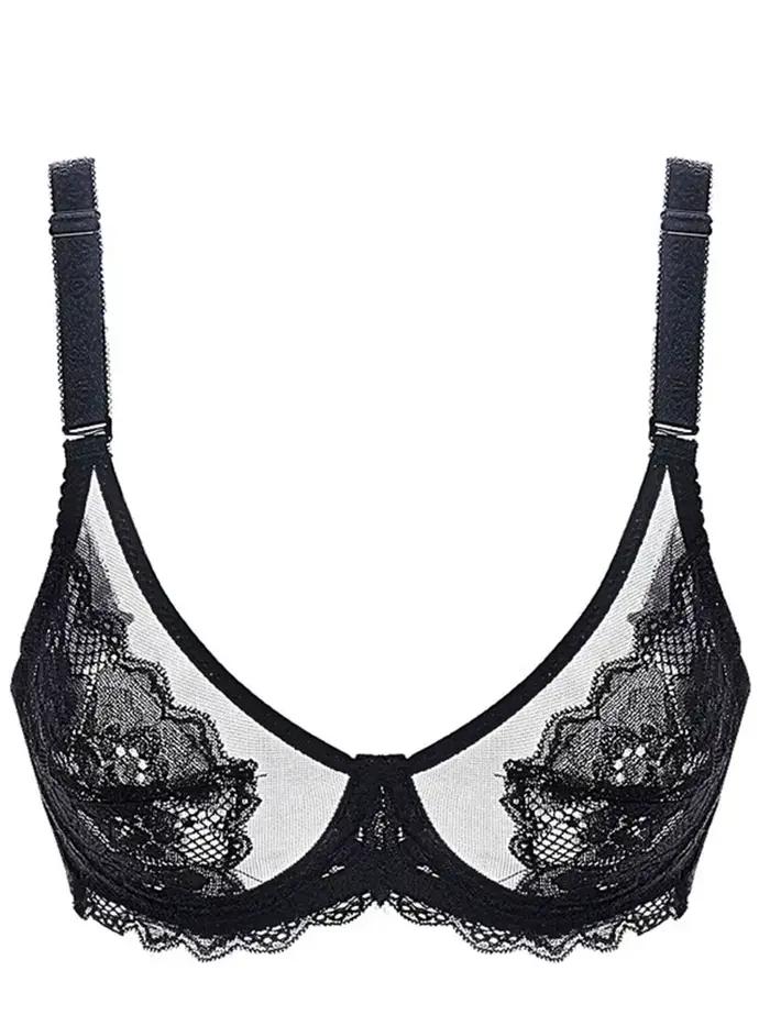 Soutien-gorge transparent pour femmes, sous-vêtements en dentelle ultra fine