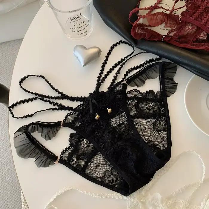 Culotte femme coton noeud ceinture dentelle caleçon