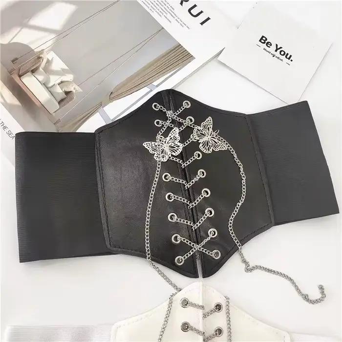 JOCorset papillon en similicuir pour femme, large environnement, amincissant, corps saillant, ceinture, élastique, serré, taille haute pour 03/Wear