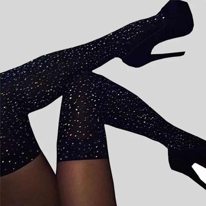 Sexy strass Lingeri longue chaussette femmes longue chaussette cuisse haute sur le genou bas sexy Lolita dames filles chaud genou chaussettes