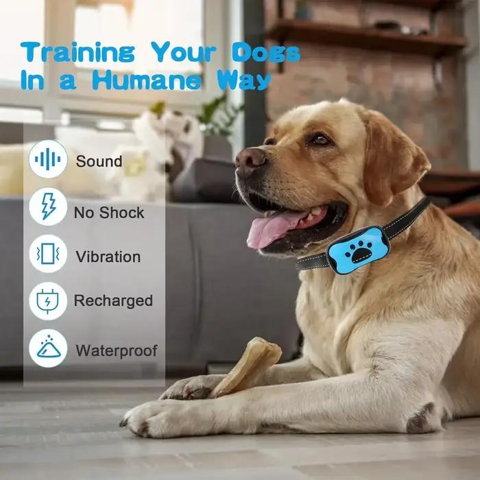 Collier anti-aboiement pour chien, rechargeable par USB, collier d'entraînement pour chiens, ultrasonique, anti-aboiement, vibration, collier anti-aboiement