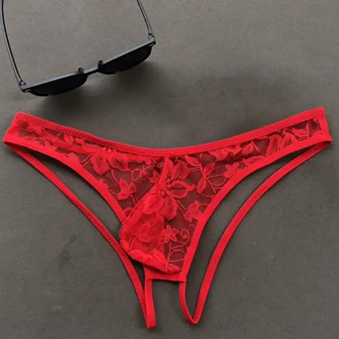 Culotte à fesses ouvertes en polyamide et nylon avec dentelle, style sexy et sissy pour homme, toutes saisons, taille basse, ZYNCUE