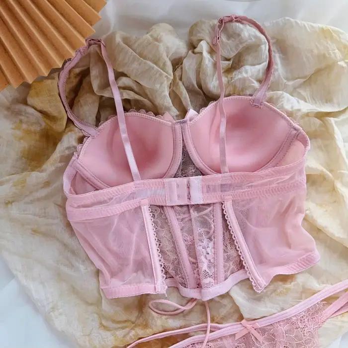 Japon Sexy ensemble de Lingerie Lolita Kawaii rose blanc à lacets adulte Cosplay femmes soutien-gorge