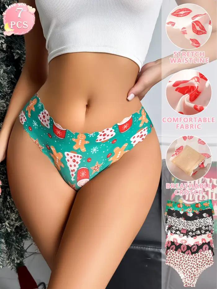 Ensemble de 7 culottes triangulaires sans couture, confortables, élastiques et ajustées pour femmes, idéales pour Halloween et Noël, adaptées à un usage quotidien