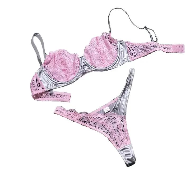 Soutien-Gorge et String Froncés en Maille Légère