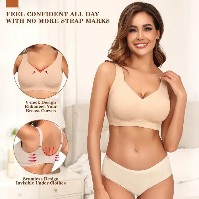 Soutien-gorge Push-Up en Gel Grande Taille Sans Armature, Couvrance Totale, Cache-Graisse Dorsale, Confort Quotidien, Idéal Sous T-Shirt
