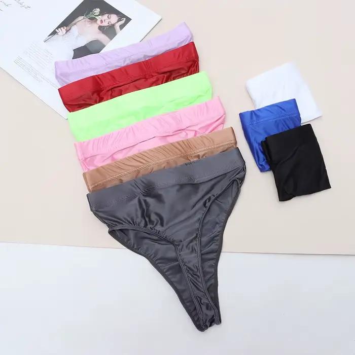 Transparent voir à travers Ultra-mince Sexy brillant string taille haute vêtements de danse femmes culottes