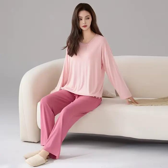 Pijama Mujer Invierno soutien-gorge Pad salon vêtements de nuit nouveau à manches longues pantalons ensembles doux Modal Pyjamas femmes automne hiver Service à domicile