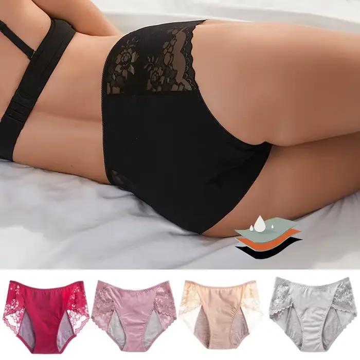 1 pièces dame très abondante culotte menstruelle grande taille respirant femmes dentelle brève femme