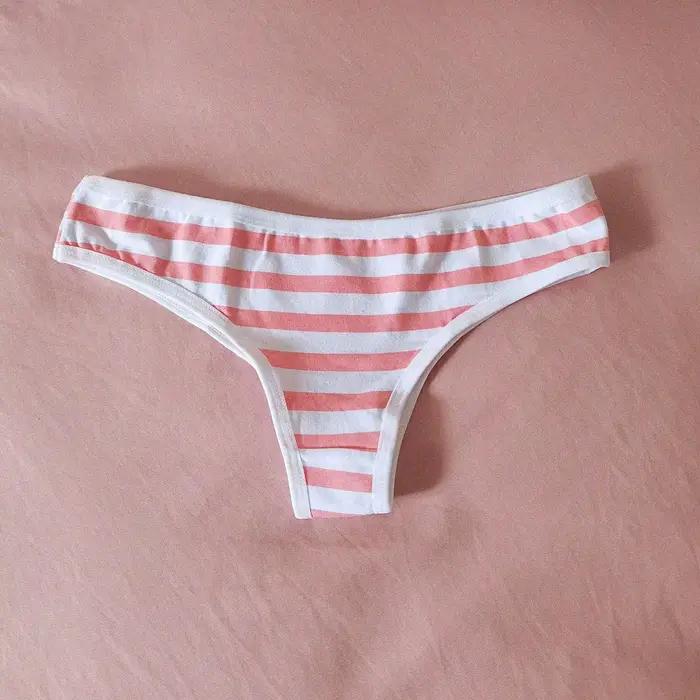 Sexy mignon fille femmes bleu et rose rayure culotte string t-back sous-vêtements intimes