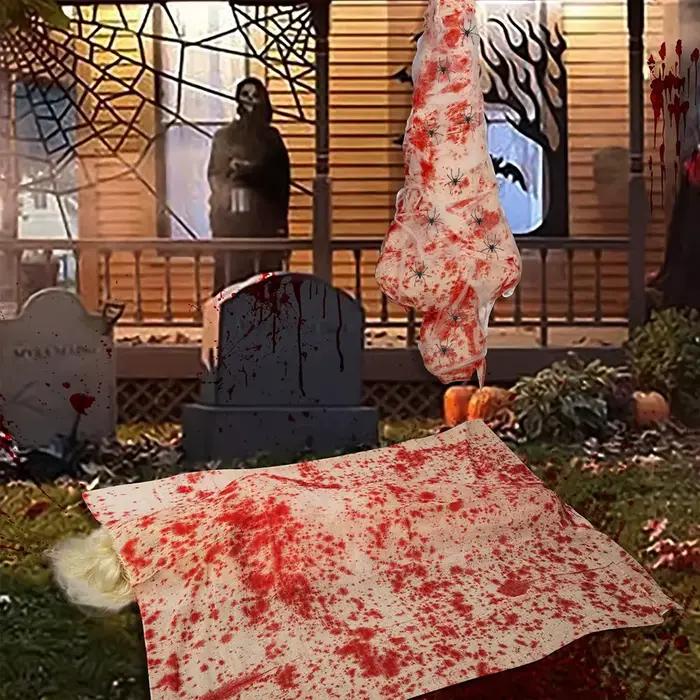 Décoration d'halloween, cadavre suspendu, accessoires effrayants pour le corps mort, cocon gonflable sanglant, décorations de maison hantée pour cour d'halloween en plein air