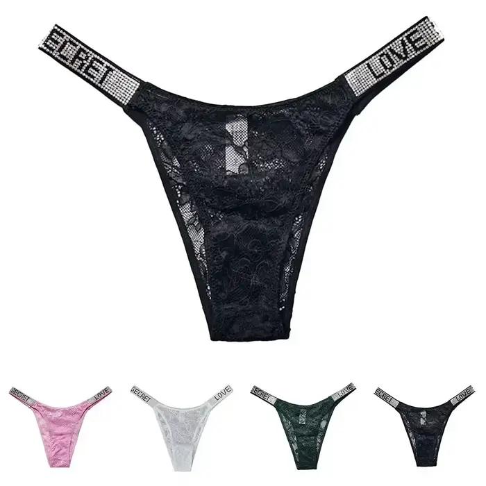 Culotte en dentelle pure sans couture taille basse sexy pour femmes lingerie sous-vetement motif solide occasion romantique et quotidienne