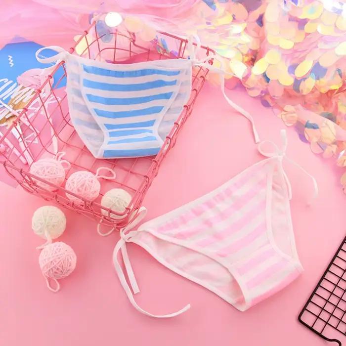AdTosKawaii-Culotte rayée en coton de qualité supérieure pour femme