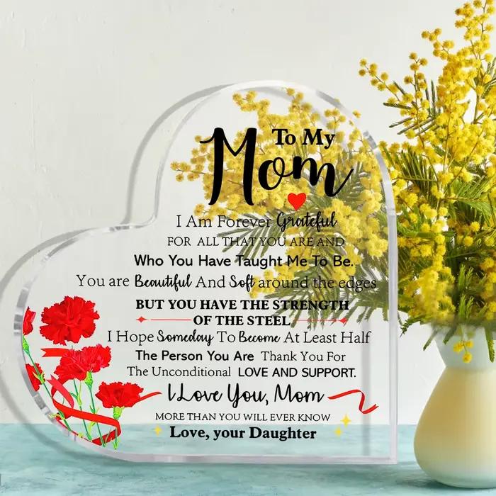 Cadeau maman de fille, cadeau pour maman Noël Anniversaire Fête des Mères, Maman Je t'aime maman plus que vous ne connaître jamais Citation Acryli
