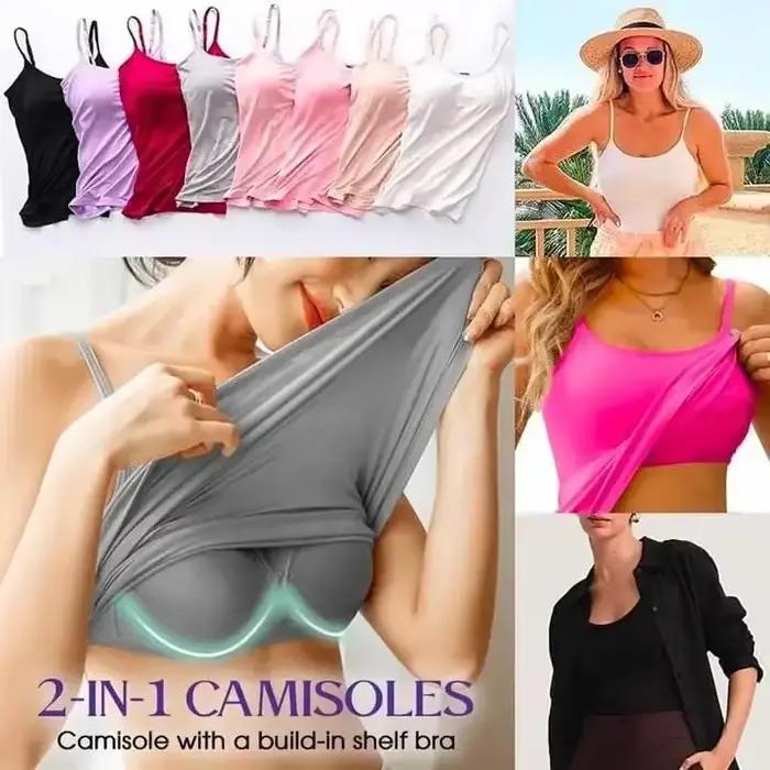 Camisole WOBDAEL rose avec soutien-gorge intégré pour femme, haut décontracté et confortable pour la maison et les sorties, disponible en plusieurs couleurs et tailles