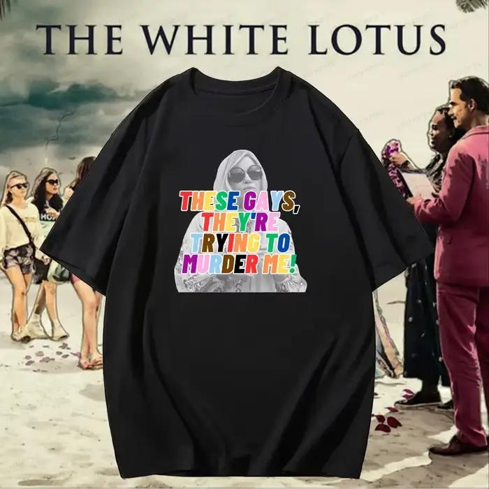 T-Shirt à col rond 100% coton avec Slogan drôle de la saison du Lotus blanc, avec motifs de émission de télévision rétro, chemises pour hommes et femmes