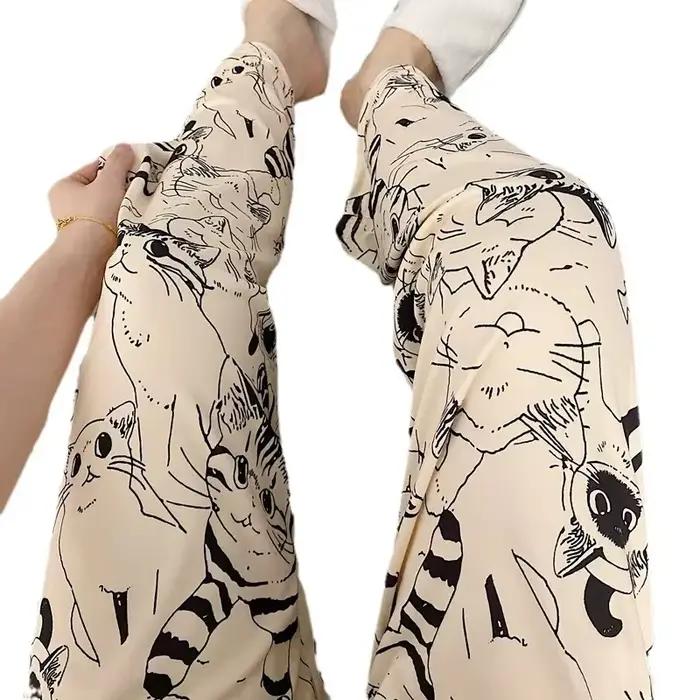 Pantalon de pyjama femme dessin animé Moe chat grande bataille