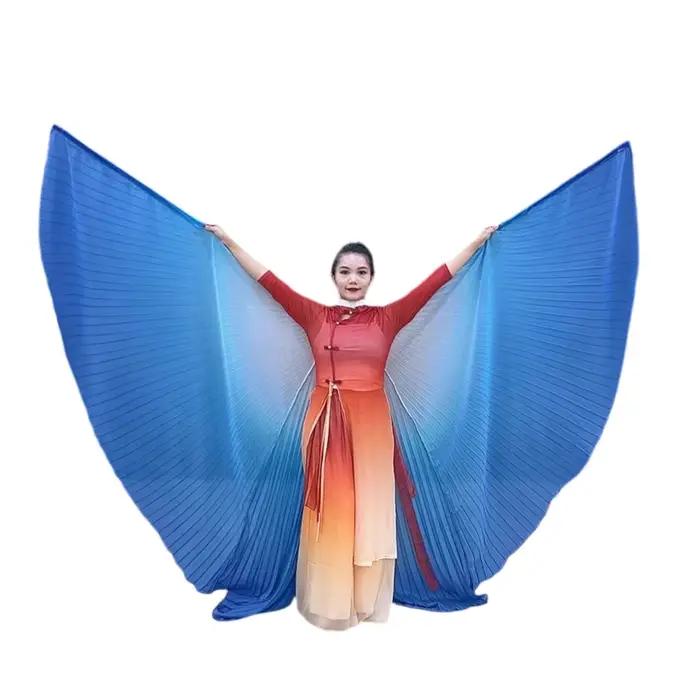 Ailes Isis de culte à 360 degrés pour adultes et femmes, Costume de danse du ventre professionnel égyptien, Cape de fée en mousseline douce dégradée
