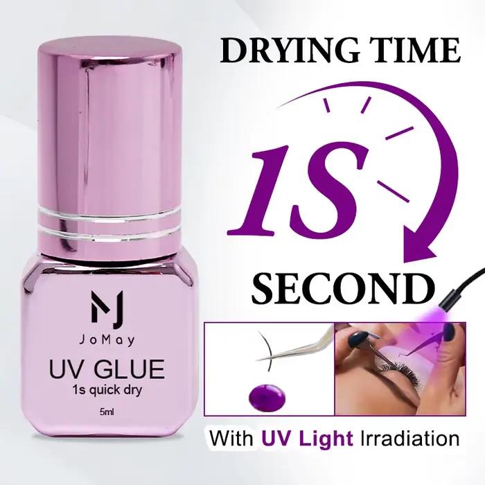 JOMAY 15G professionnel dissolvant de colle UV Super rapide colle UV cils violet noir colle à cils 1S pour outils de maquillage d'extension de cils
