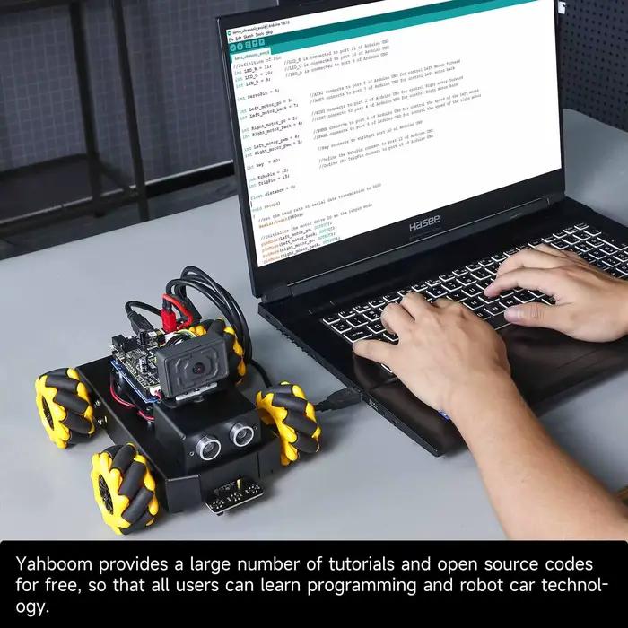 Yahboom-Kit de voiture robot intelligent UNO R3, Robodu37V2 avec caméra WiFi ESP32, corps en métal, jouet robotique, bricolage pour Ardu37