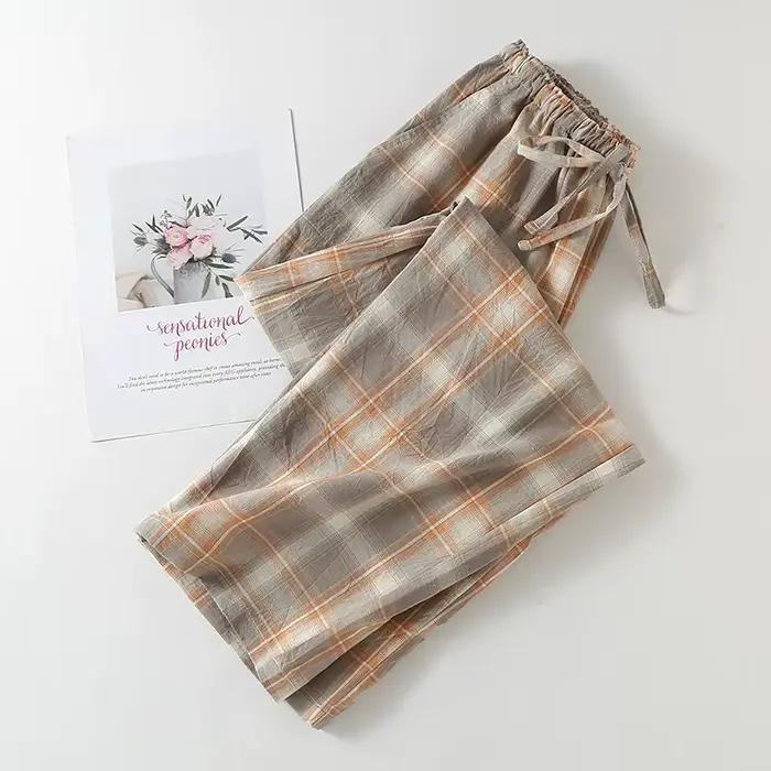 Pantalon de pyjama en coton à carreaux pour femmes