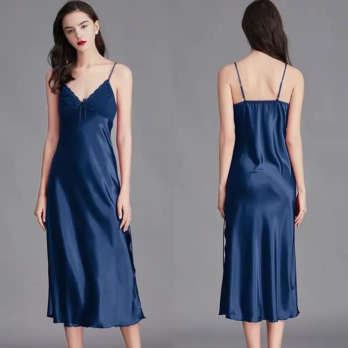 Chemises de nuit pour femmes longues sans manches robes