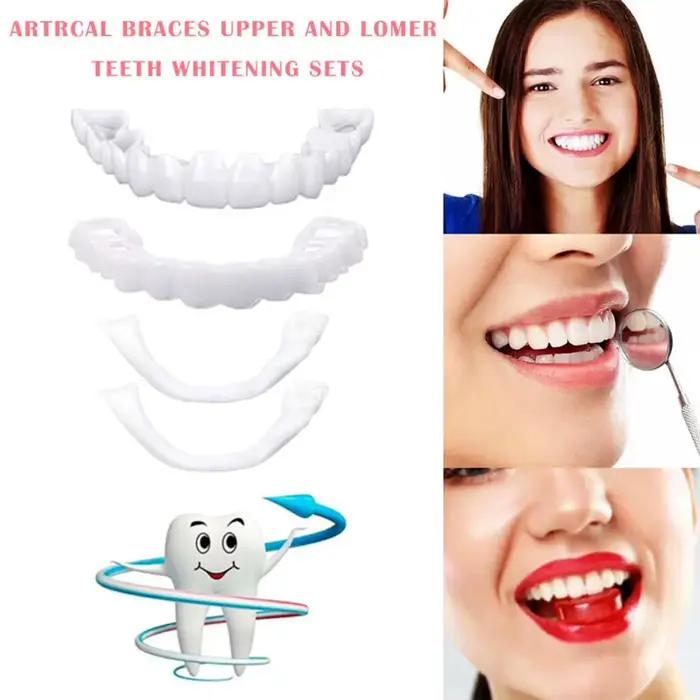 4-6 paires de prothèses dentaires à mâchoire supérieure et inférieure, soins pour prothèses dentaires, confort, protégez vos dents, fausses dents parfaites pour hommes et femmes