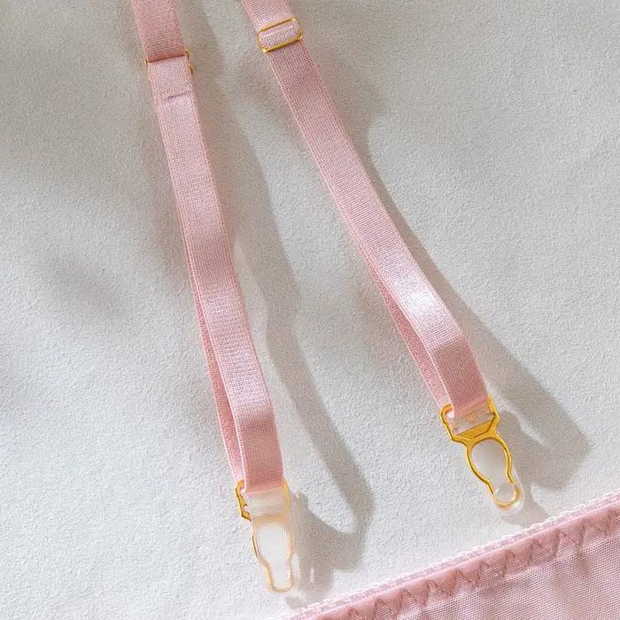 Ensemble de Lingerie brodée florale rose pour femmes