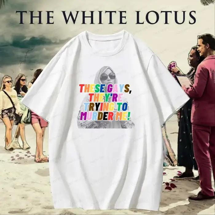  T-Shirt à col rond 100% coton avec Slogan drôle de la saison du Lotus blanc, avec motifs de émission de télévision rétro, chemises pour hommes et femmes