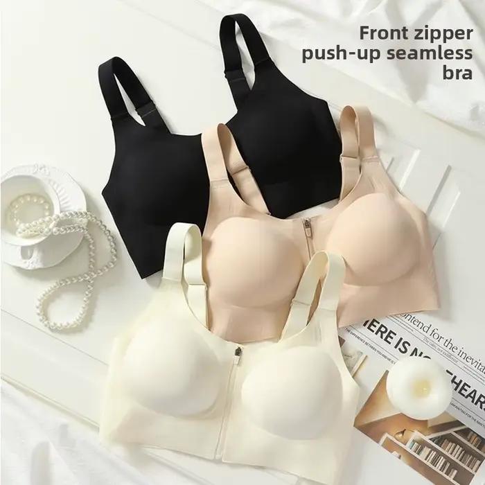 Soutien-gorger push-up sans fil pour petites poitrines, fermeture avant, ultra-épais, confort maximal, anti-affaissement, couverture latérale, bonnets fixes, polyester élasthanne, toutes les occasions
