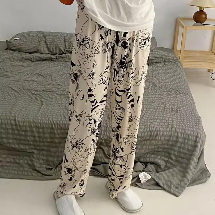 Pantalon de pyjama femme dessin animé Moe chat grande bataille