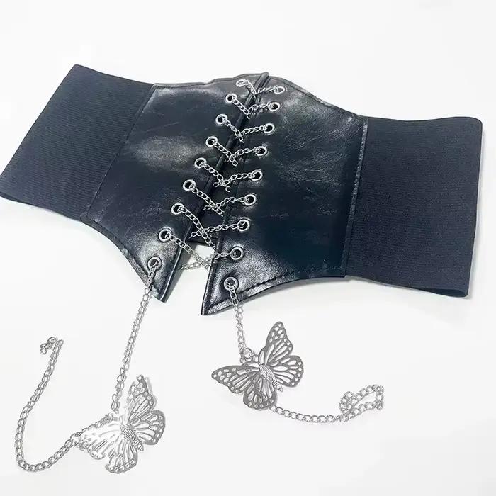 Corset à chaîne papillon, ceintures larges en Faux cuir, ceinture amincissante façonnant le corps pour femmes, élastique serré, taille haute pour un usage quotidien