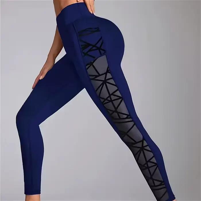Leggings de sport en dentelle pour femme, sculptants, taille haute, effet push-up fessier, vêtements de course amincissants