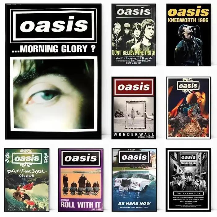 Affiche de groupe Oasis, affiche de musique chaude, Album, impression sur toile, décor artistique mural noir et blanc pour la maison, décoration de salon