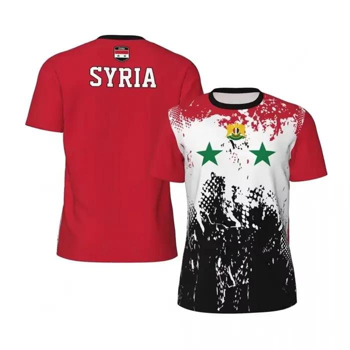Syrie drapeau Football T-shirt pour hommes mode sport 3D emblème national imprimé T-shirt décontracté surdimensionné unisexe t-shirts syriens hauts