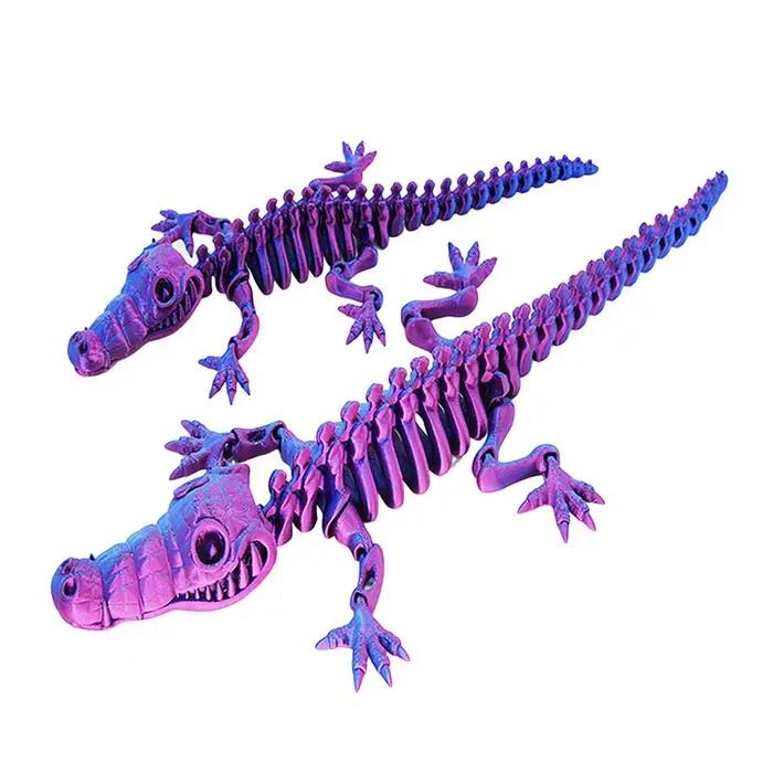 Figurine de crocodile en plastique imprimée en 3D, figurine mobile JoendocSophia, statue de crocodile, Sculpture de crocodile colorée, posable