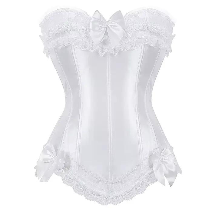 Corset bustier en satin pour femme, costume burlesque, corset princesse, haut à lacets, noir, blanc, violet, rose, grande taille, occassions spéciales, ajustement parfait, décoration en dentelle, style sexy, victorien, quotidien