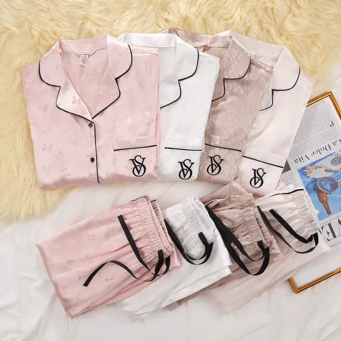 Ensemble de pyjama en satin de soie pour femmes Victoria's Secret
