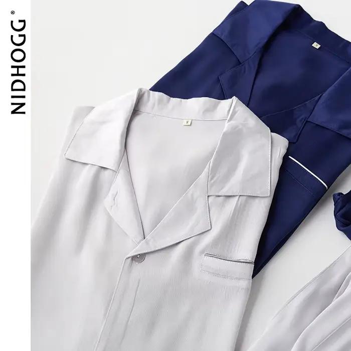 Pyjama en Satin à Manches sulfet Col Rabattu pour Couple