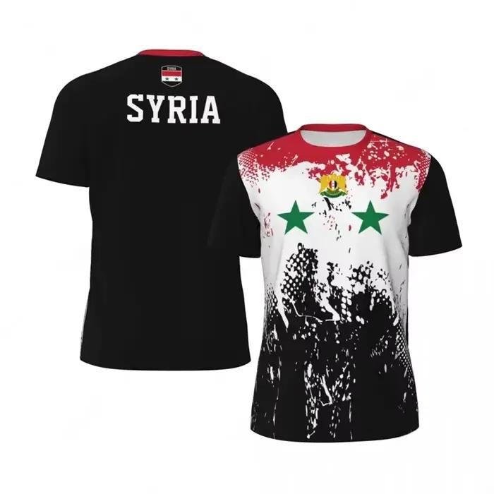 Syrie drapeau Football T-shirt pour hommes mode sport 3D emblème national imprimé T-shirt décontracté surdimensionné unisexe t-shirts syriens hauts