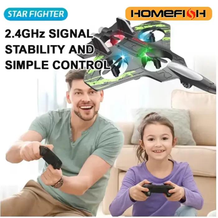 Hélicoptère télécommandé HOMEFISH 2.4G, planeur électrique en mousse, cascadeur, vol stationnaire, UAV, avec lumières LED, modèle d'avion