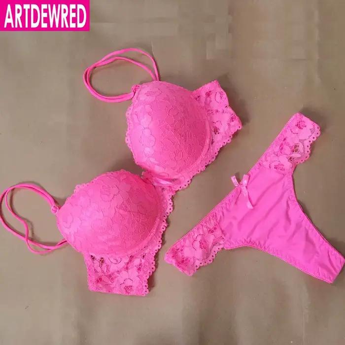 ARTDEWRED-Ensemble de Soutien-Gorge et Culotte en Dentelle pour Femme, Sous-Vêtements Sexy, Taille Plus, ABC, Push Up