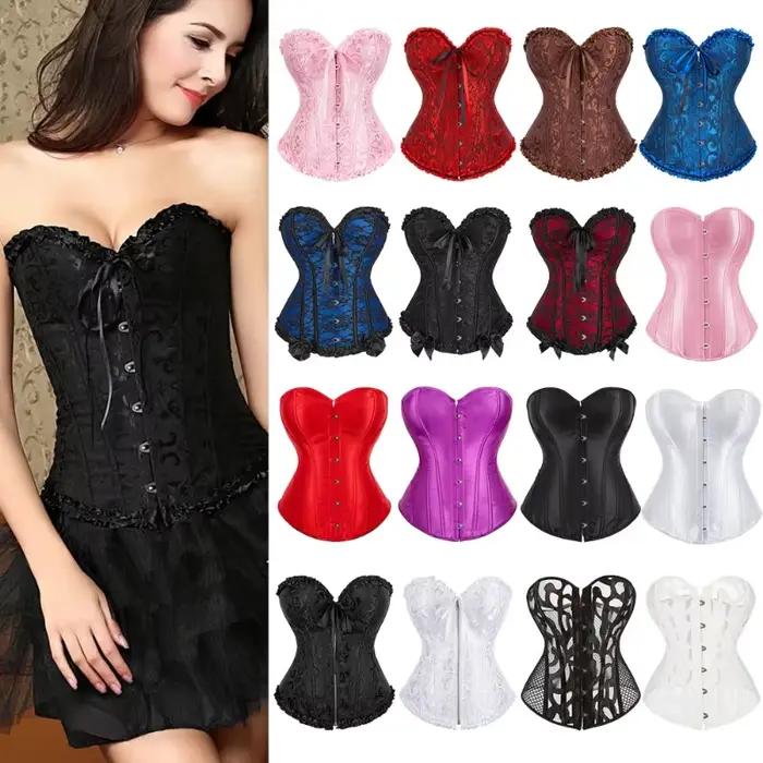 Bustier Sexy haut Corset gothique à lacets élastique désossé surbuste Corselet Steampunk gaine amincissante femmes minceur Korset