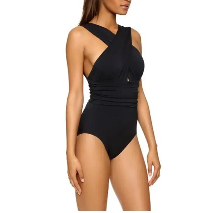 NADANBAO − Maillot de bain une pièce, design tendance, croisé devant, noir, sexy, dos nu, pour femmes, vêtements de plage, d'été