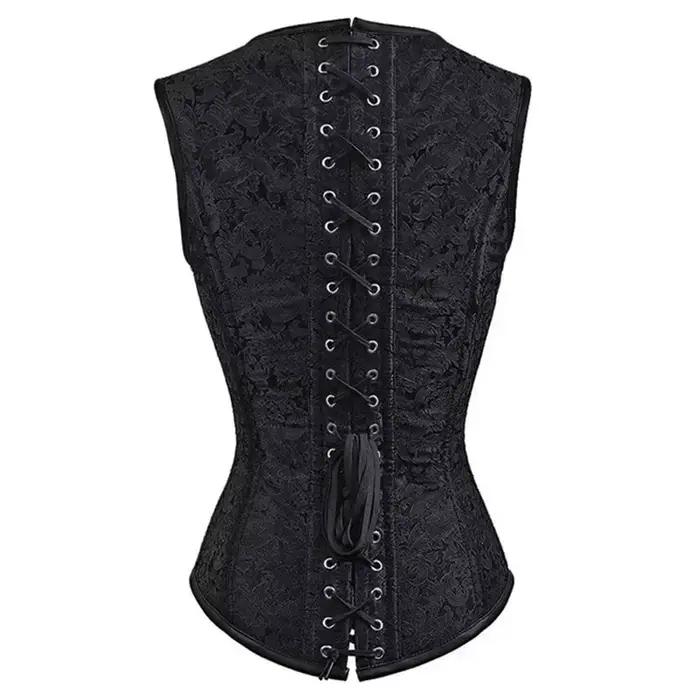 Corset Steampunk avec Bretelles Initiées pour Femme, Bustier Overbust, Jacquard Floral, Gothique, Haut, Grande Taille