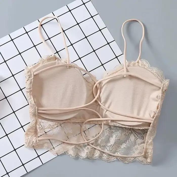 Été femmes dentelle haut sexy soleil hauts sans manche rembourré Bralette soutien-gorge Bustier fermeture éclair dos Club boléro réservoir lingerie жletiе белье